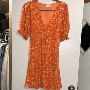 Sienna Sky Vibrant Orange Floral Mini Dress